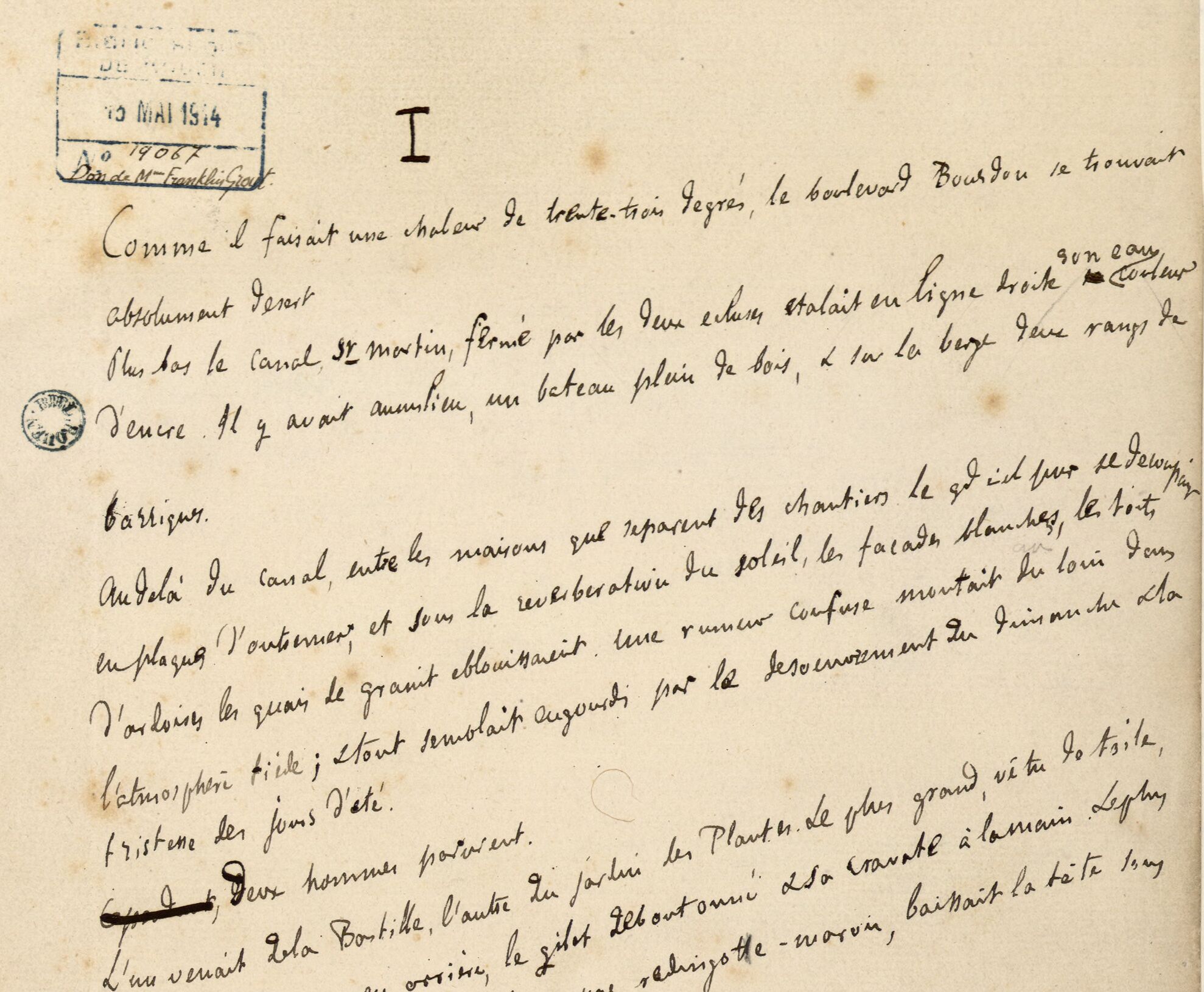 An image of first page of the Bouvard and Pecuchet manuscript that is discussed in the article