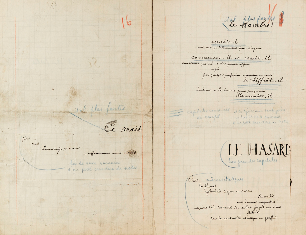 Manuscript image from _Un Coup de Des_ by Stephane Mallarme